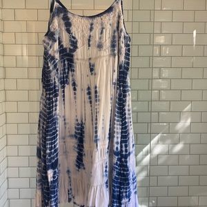 White and Blue Tie Dye Dress